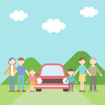 Flat Icon Person Family Driveのイラスト素材