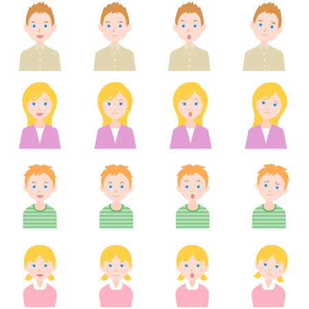 flat family people caucasianのイラスト素材