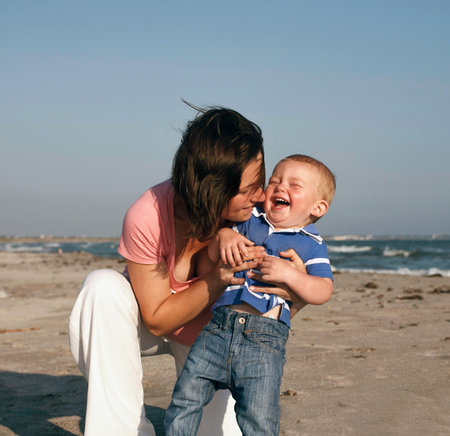mother plays with son