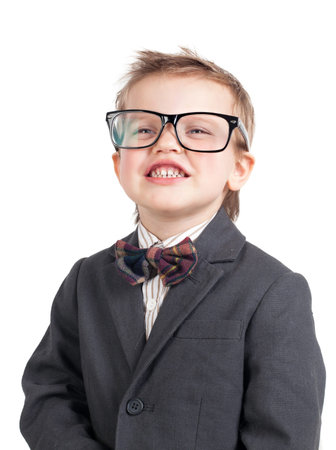 portrait of a boy with glassesの写真素材