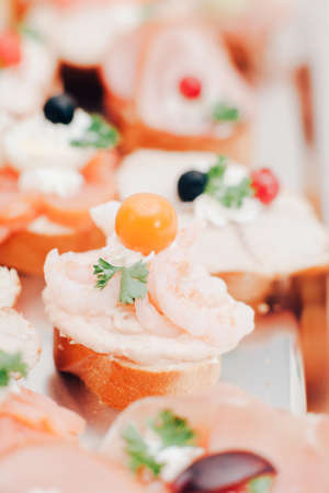 Luxury food on wedding table. Cateringの写真素材