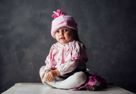 Portrait of emotional little girl の写真素材