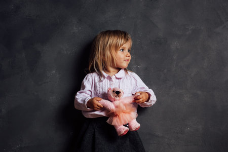 Portrait of emotional little girl の写真素材