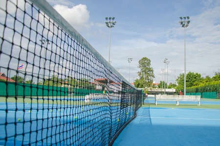 Tennis net in the courtのeditorial素材