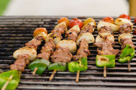 Grilled barbecue meat and vegetableの写真素材