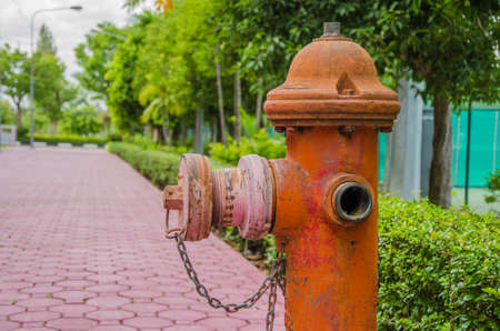 Old stype fire hose hydrantの写真素材