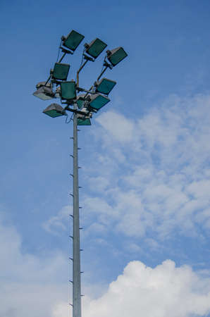 Big stadium lights and clear skyの写真素材