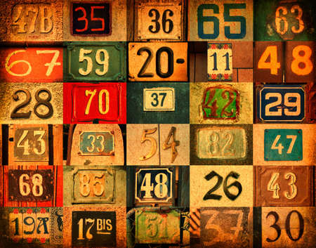 colorful background with different type house numbersの写真素材