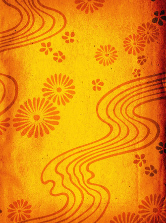 design with flowers and waves, background illustrationの写真素材