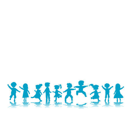 kids silhouettesの写真素材