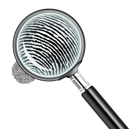 illustration of a magnifying glass over a fingerprintの写真素材