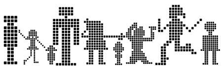 pixels silhouettes, kids, men, women の写真素材