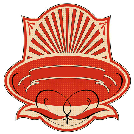 vintage style label with ribbon and swirlsの写真素材