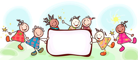 group of happy kidsのイラスト素材