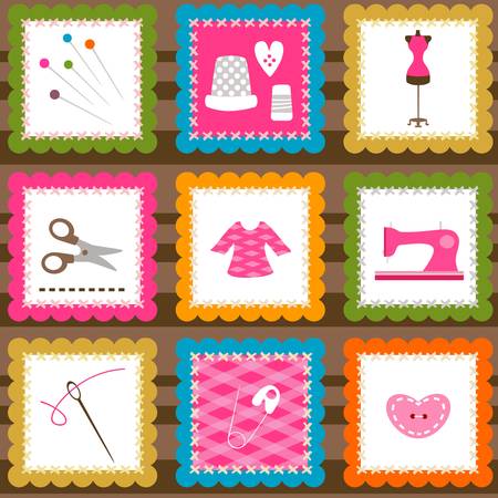  sewing elements background のイラスト素材