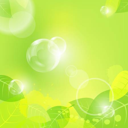 fantasy background with leaves and air bubblesのイラスト素材