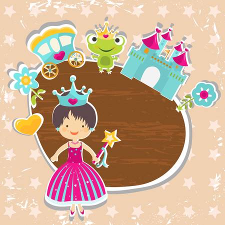 frame, little princess with castle のイラスト素材