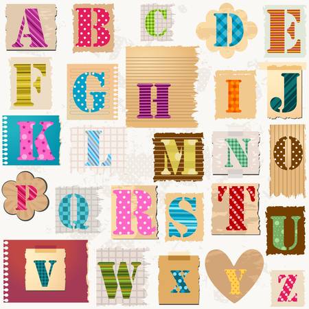 textured alphabet, colorful letters set のイラスト素材