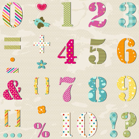 colorful numbers set and signsのイラスト素材