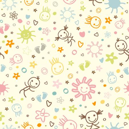 baby seamless pattern with cute elementsのイラスト素材