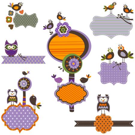 Halloween frames set with birds のイラスト素材
