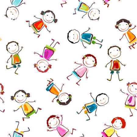 group of happy children playingのイラスト素材