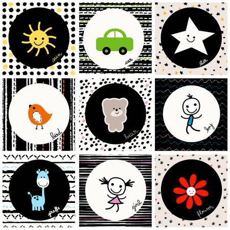 black and white baby patternのイラスト素材