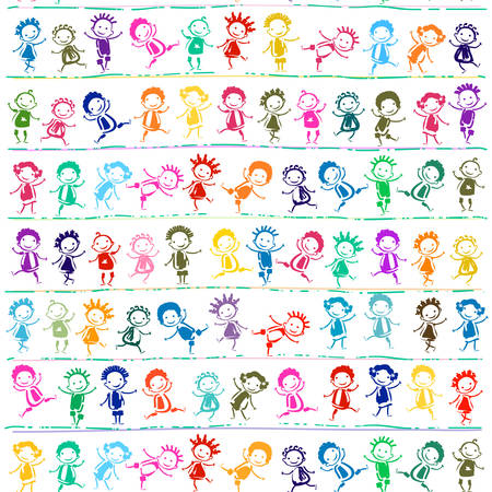 happy children playingのイラスト素材