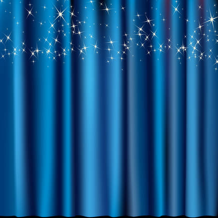blue curtain with starsのイラスト素材