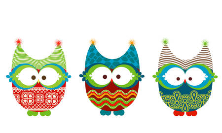 winter owlsのイラスト素材