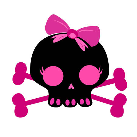 cute skull on crossbonesのイラスト素材