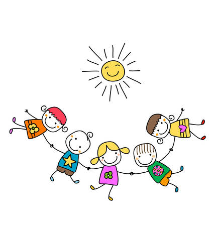 happy kids playingのイラスト素材