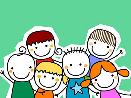 group of kids cardのイラスト素材