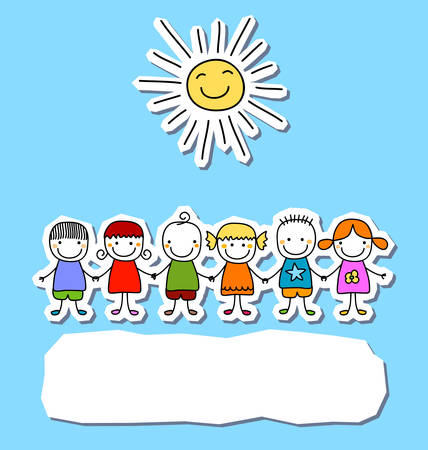 group of kids with sunのイラスト素材