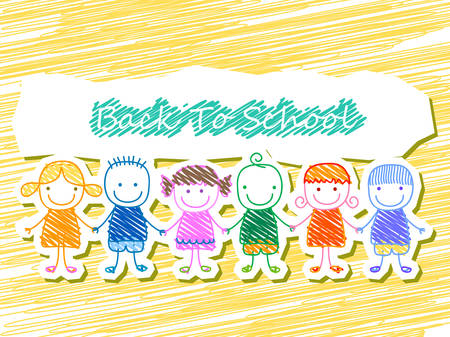group of kids, back to schoolのイラスト素材
