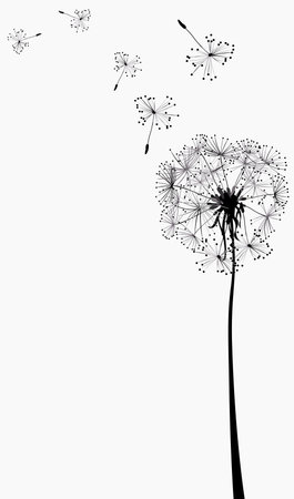 dandelions silhouettes in the windのイラスト素材