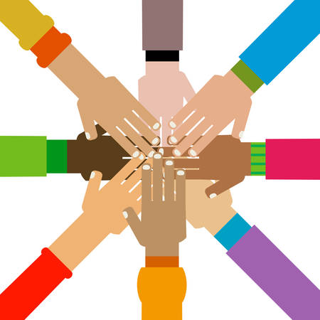 diversity hands together illustrationのイラスト素材