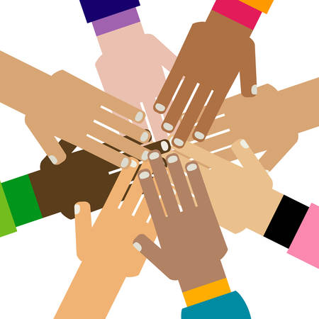 diversity hands together illustrationのイラスト素材