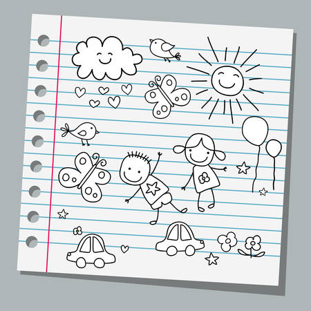 notebook paper happy summer dayのイラスト素材