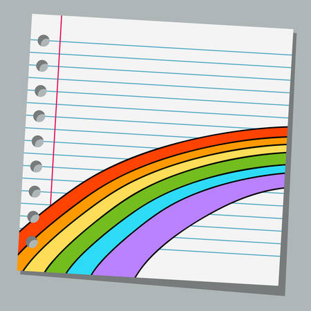 notebook paper with rainbowのイラスト素材