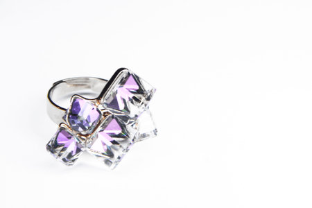 Focused old designed silver rings on a white backgroundの写真素材