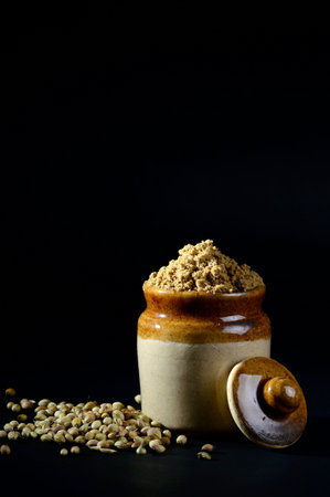 Coriander Powder and Coriander seedsの写真素材