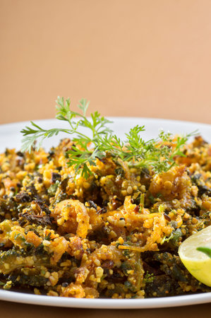 Indian Dish: Bitter gourd fry with spices and herbs