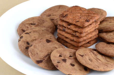 Chocolate Chip Cookie in plateの写真素材