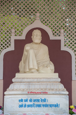 SHEGAON, MAHARASHTRA, INDIA, 10 JULY 2017 : Unidentified tourist enjoying an architectural wonder at Anand Sagar Shri Saint Gajanan Maharaj Sansthan. Anand Sagar is tourist attraction place of Shegaonのeditorial素材
