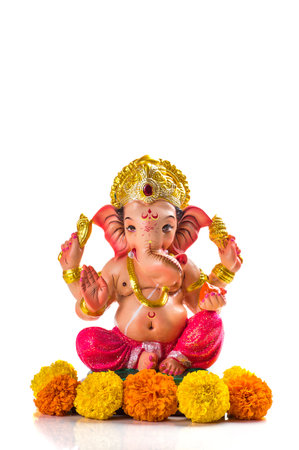 Hindu God Ganesha. Ganesha Idol on white Background.の写真素材