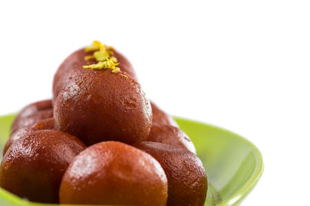 Indian Dessert Gulab Jamun. Sweet Dish isolated on white backgroundの写真素材