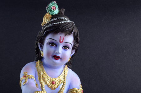 Hindu God Krishna on dark backgroundの写真素材