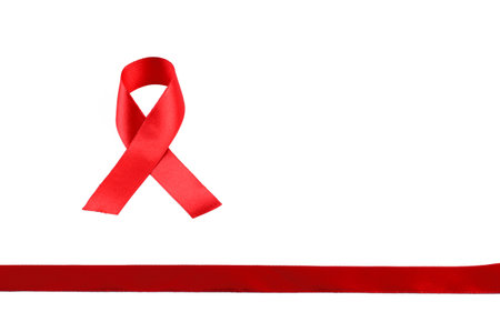 Aids Awareness Red Ribbon on white background.