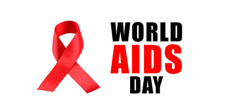 Aids Awareness Red Ribbon on white background.
